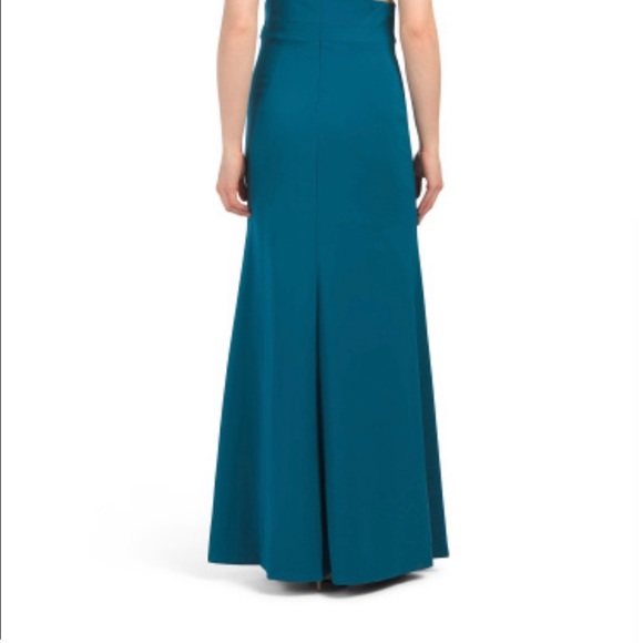 Laundry by Shelli Segal Teal One-Shoulder Gown Size 4 NWT - Picture 4 of 11